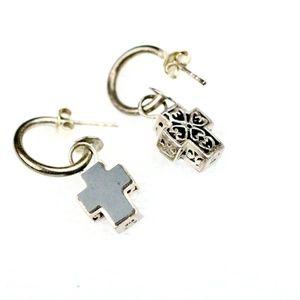 925 Silver Cross Earrings